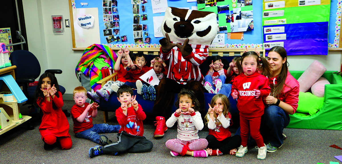 WECP children with Bucky Badger