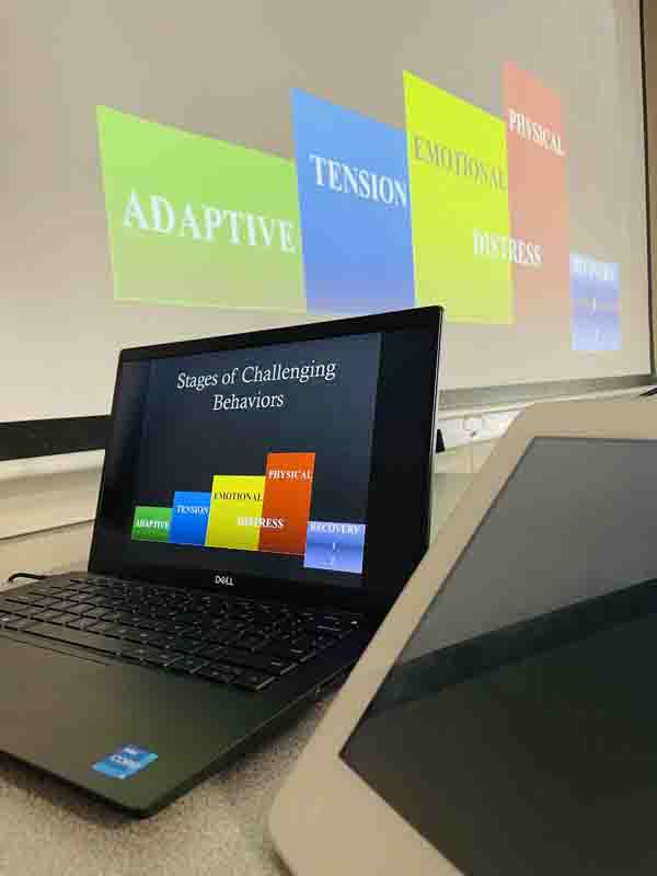 Josh Lapin discussed each step of challenging behaviors during the first part of the training