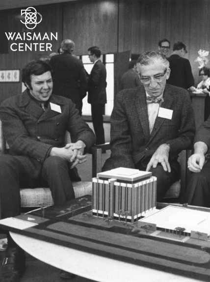 Harry Waisman views a model of the Waisman Center