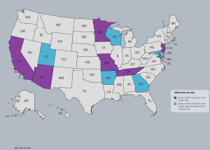 Map of the 11 states that form part of the ADDM Network