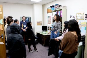 Chenelle Walker and David Curtis perform a short language acquisition experiment with the students.