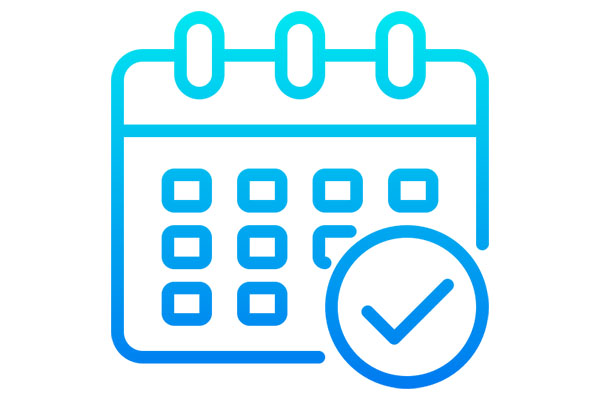 icon of calendar with check mark over it